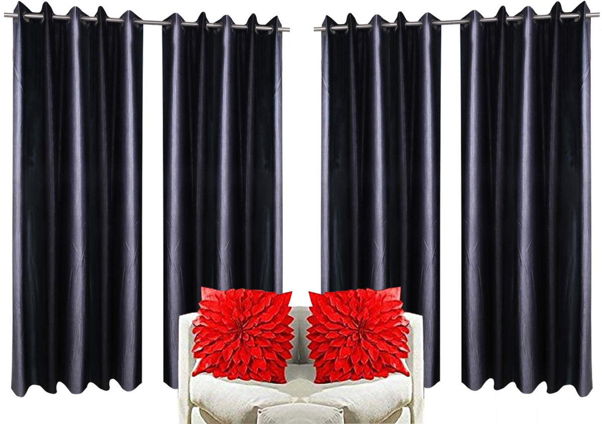 Kuber Industries Polyester 4 Pieces 7 Feet Eyelet Door Curtain (Purple) -Ctktc12954