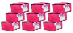 Kuber Industries 9 Piece Non Woven Fabric Saree Cover Set with Transparent Window, Extra Large, Pink-CTKTC23675