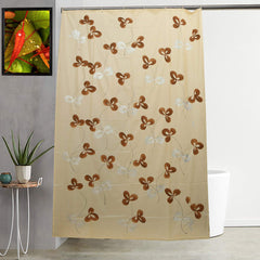 Kuber Industries Polyvinyl Chloride Floral Shower Curtain with 8 Hooks, Standard, Beige, Cream