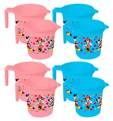 Kuber Industries Disney Team Mickey Print Plastic Bathing Mugs for Bathroom Bath Accessory, 500 ML (Set of 8,Pink & Blue) -HS_35_KUBMARTS17192