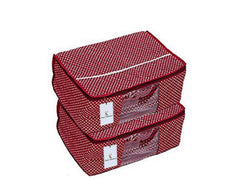 Kuber Industries 4 Piece 3 Layered Quilted Printed Cotton Saree Cover Set, Maroon