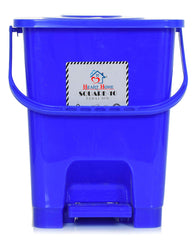 Heart Home Premium Plastic Pedal Dustbin 10 Ltr (Black & Red & Blue)-Pack of 3
