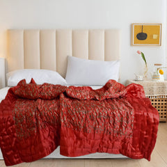 Kuber Industries Floral Print Soft Light Weight Microfiber Filler Silk Double Bed Razai, Quilt, Comforter, Blanket, 90"x100" (Maroon)-48KM07, Queen