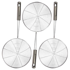 Kuber Industries 16cm Multiuses Stainless Steel Skimmer/Strainer/Jharni for Cooking and Frying- Pack of 3 (Silver)