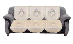 Kuber Industries Floral Design Cotton 6 Pieces 5 Seater Sofa Cover Set (Cream, Standard)- CTKTC032977