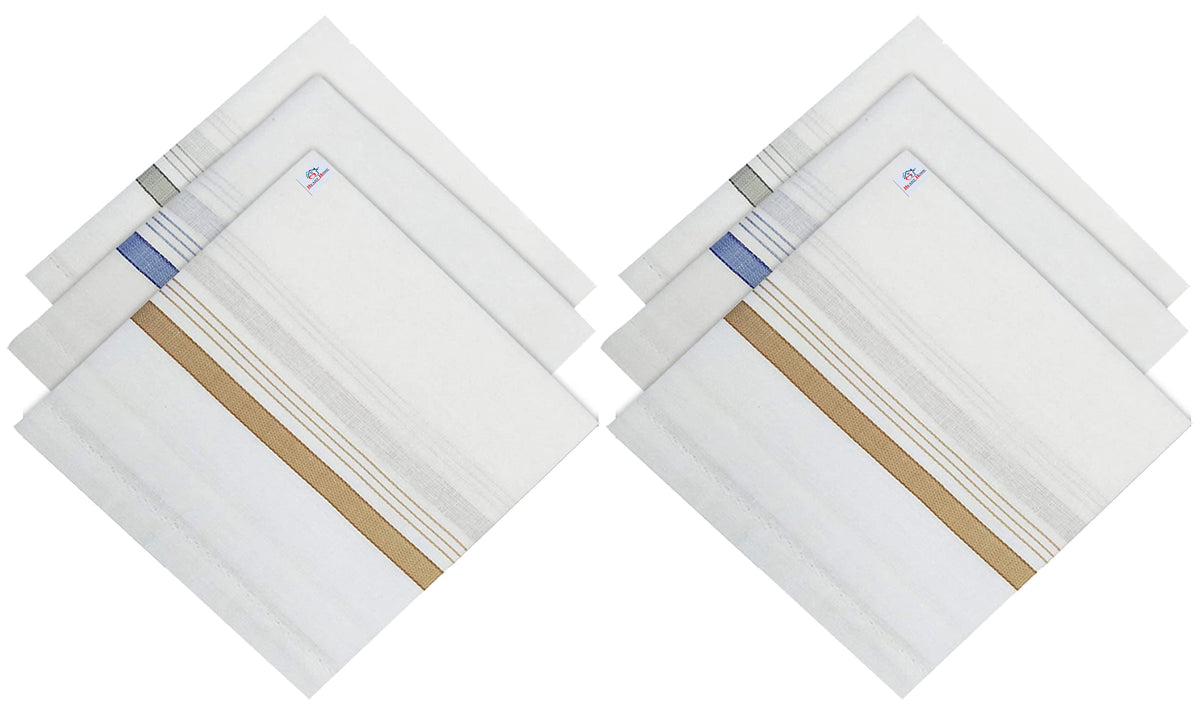 Heart Home Lining Design Men's Handkerchiefs, 100% Pure Cotton, Pocket Square Hankies, Classic Plaid Pattern Perfect for Gift, Set of 6 (White)