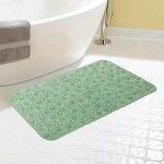 Kuber Industries Flower Design PVC Bathroom Mat with Suction Cups - 28"x15", Green