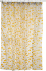 Kuber Industries CTKTC33769 Microfibre Flower Design Waterproof PVC Shower Curtain with 8 Hooks (54 inch x 84 inch, Standard, Yellow)