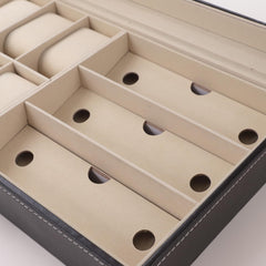 Kuber Industries 6 Slot Watch Storage Box With 3 Slot Glasses organizer|Black|