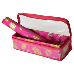 Heart Home Multipurpose Feather Design Laminated 1 Rod Bangle Box/Organizer/Case With Tranasparent Top (Pink)-47HH0217