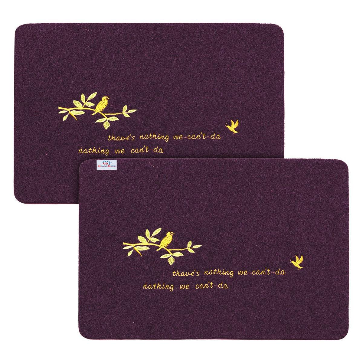 Heart Home Microfiber Door Mat for Porch/Kitchen/Bathroom/Laundry Room,Pack of 2 (Purple) 54HH3985.