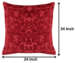 Heart Home Decorative Velvet Throw Pillows Covers for Couch Bed Sofa, Soild Soft Cushion Case, 24x24 Inches (Maroon)