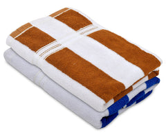 Kuber Industries Lining Design Soft Cotton Bath Towel, 30"x60", Pack of 2 (Brown & Blue), Standard (HS39KUBMART023865)