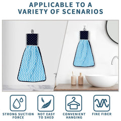 Kuber Industries Napkin | Washbasin Hanging Napkin | Kitchen Towel with Ties | Napkin for Kitchen | Zig Zag Napkin for Bathroom | Hand Towel for Kitchen | Pack of 2 | Blue
