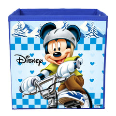 Heart Home Disney Mickey Print Durable & Collapsible Square Storage Box|Clothes Organizer With Handle,Pack of 3 (Blue)