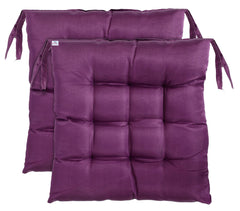 Heart Home Microfiber Square Chair Pad Seat Cushion for Car Pad, Office Chair, Indoor/Outdoor, Dining Living Room, Kitchen with Ties-Pack of 2, 18 * 18 Inch (Purple), Standard (HS_37_HEARTH020826)