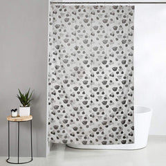 Kuber Industries Microfibre Floral Shower Curtain with 8 Hooks, Standard, Grey