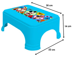 Kuber Industries Disney Mickey Minnie Print Square Plastic Bathroom Stool, Adults Simple Style Stool Anti-Slip with Strong Bearing Stool for Home, Office, Kindergarten (Blue) -HS_35_KUBMARTS17706
