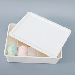 Kuber Industries Cloth Storage Box 15 Compartment with Lid|Wardrobe Organizer For clothes (White)