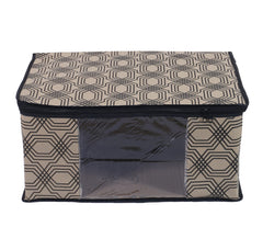 Heart Home Honeycomb Print Non-Woven Foldable Saree Cover|Clothes For Home & Traveling With Transparent, Extra Large Pack of 12 (Cream)