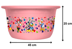 Kuber Industries Disney Team Mickey Print Unbreakable Plastic Multipurpose Bath Tub/Washing Tub 25 Ltr (Pink) -HS_35_KUBMART17442 (HS_35_KUBMART017442)
