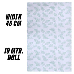 Heart Home Shelf Liner | EVA Kitchen Cabinet Shelf Mat | Anti-Slip Bathroom Mat | Fridge Mat | Table Mat | Green Leaf Print Wardrobe Mat | 10 Meter | White