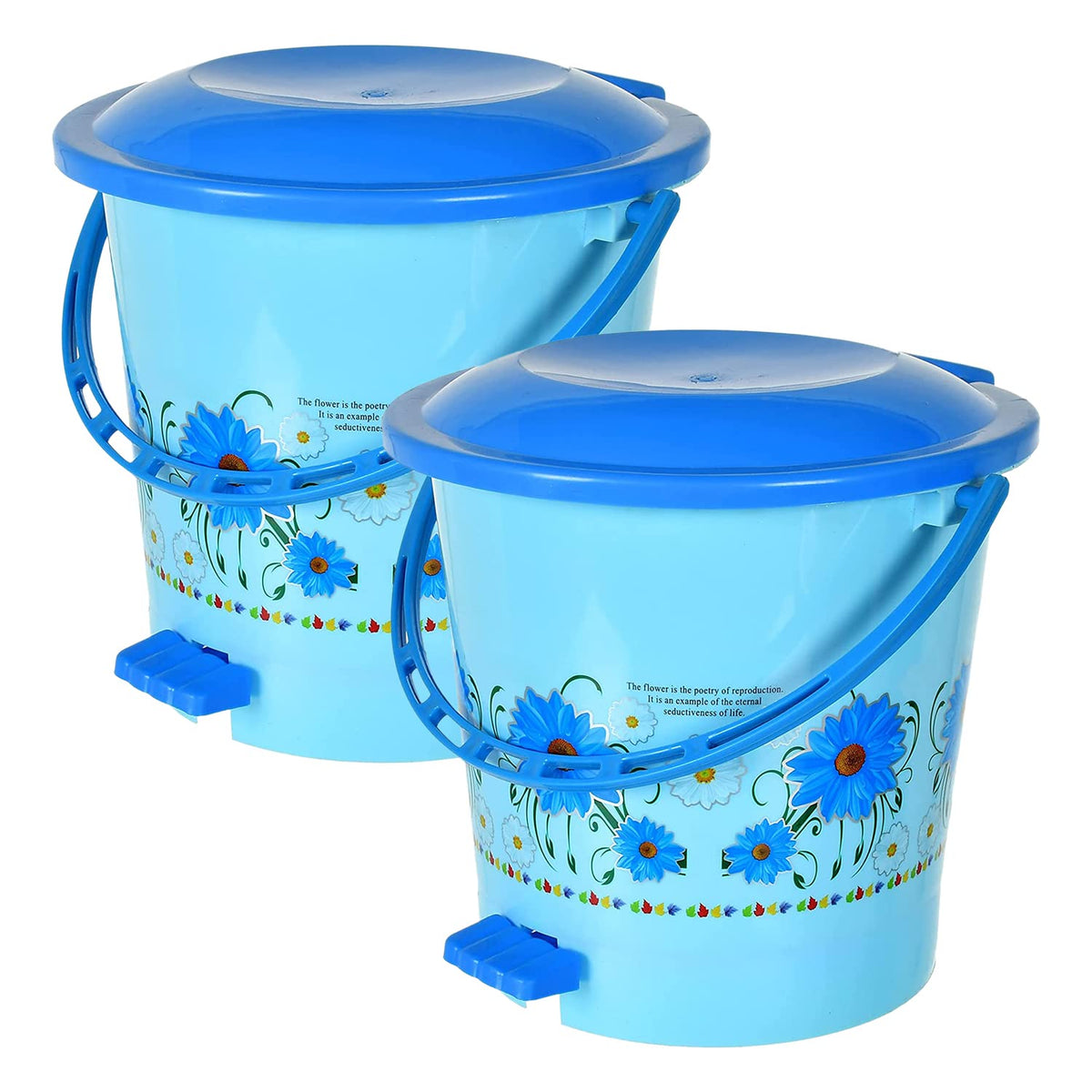 Kuber Industries Pedal Dustbin|Plastic Pedal Dustbin|Kitchen Paper Bin|Dustbin For Bedroom|Dustbin For office|5 Liter Dustbin|Pack of 2 (Sky Blue)