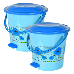 Kuber Industries Pedal Dustbin|Plastic Pedal Dustbin|Kitchen Paper Bin|Dustbin For Bedroom|Dustbin For office|5 Liter Dustbin|Pack of 2 (Sky Blue)
