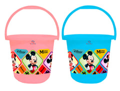 Heart Home Disney Mickey Minnie Print Multipurpose Plastic Bucket ,16 LTR (Pink & Blue)-Pack of 2 -HS_35_HEARTHS17850