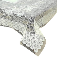 Kuber Industries Floral Design PVC 4 Seater Center Table Cover (White, 40"x60")