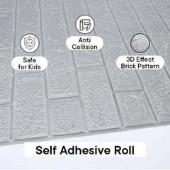 Kuber Industries Foam Brick Pattern 3D Wallpaper for Walls | Soft PE Foam | Easy to Peel, Stick & Remove DIY Wallpaper | Suitable on All Walls | Pack of 5 Sheets, 70 cm X 77 cm