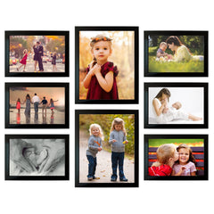 Kuber Industries Collage Photo Frame For Living Room, Wall Set of 8 (Black) Size: 6x8-6 Pc, 10x8-2 Pc.