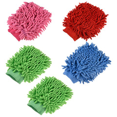 Heart Home Gloves | Microfiber Cleaning Gloves | Chenille Mitts for Kitchen | 50 GSM Hand Duster for Kitchen | Hand Gloves For Car | Duster for Glass | Pack of 5 | Multi
