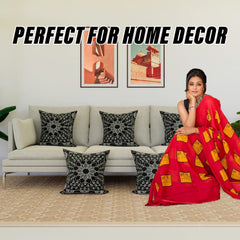 Kuber Industries Cushion Cover | Sofa Cushion Covers | Embossed Square Cushion Covers | Velvet Cushion Covers | Couch Cushion Covers | Set of 5 | 16 Inch | Black