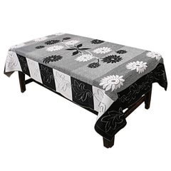 Kuber Industries Flower Design Cotton 5 Seater Sofa Cover Set with 6 Pieces Arms Cover and 1 Center Table Cover (Set of 17, Black, Standard)