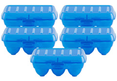 Heart Home Portable Food Grade Plastic Egg Holder/Storage Box For 6 Pieces Egg- Pack of 5 (Blue)-46HH0403