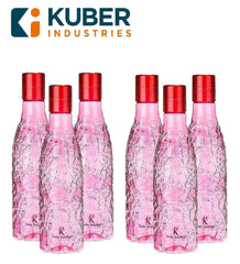 Kuber Industries Plastic Water Bottles -1 Litre Water Bottle (Set of 6), Pink | Break Proof, Multipurpose, BPA Free, Ideal for Fridge/Refrigerator| Round Ice Cut