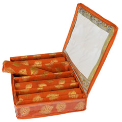 Heart Home Feather Design Laminated 4 Rod Box, Organizer For Bangle, Watches, Bracelets, Jewellery With Tranasparent Top (Orange)-47HH0158