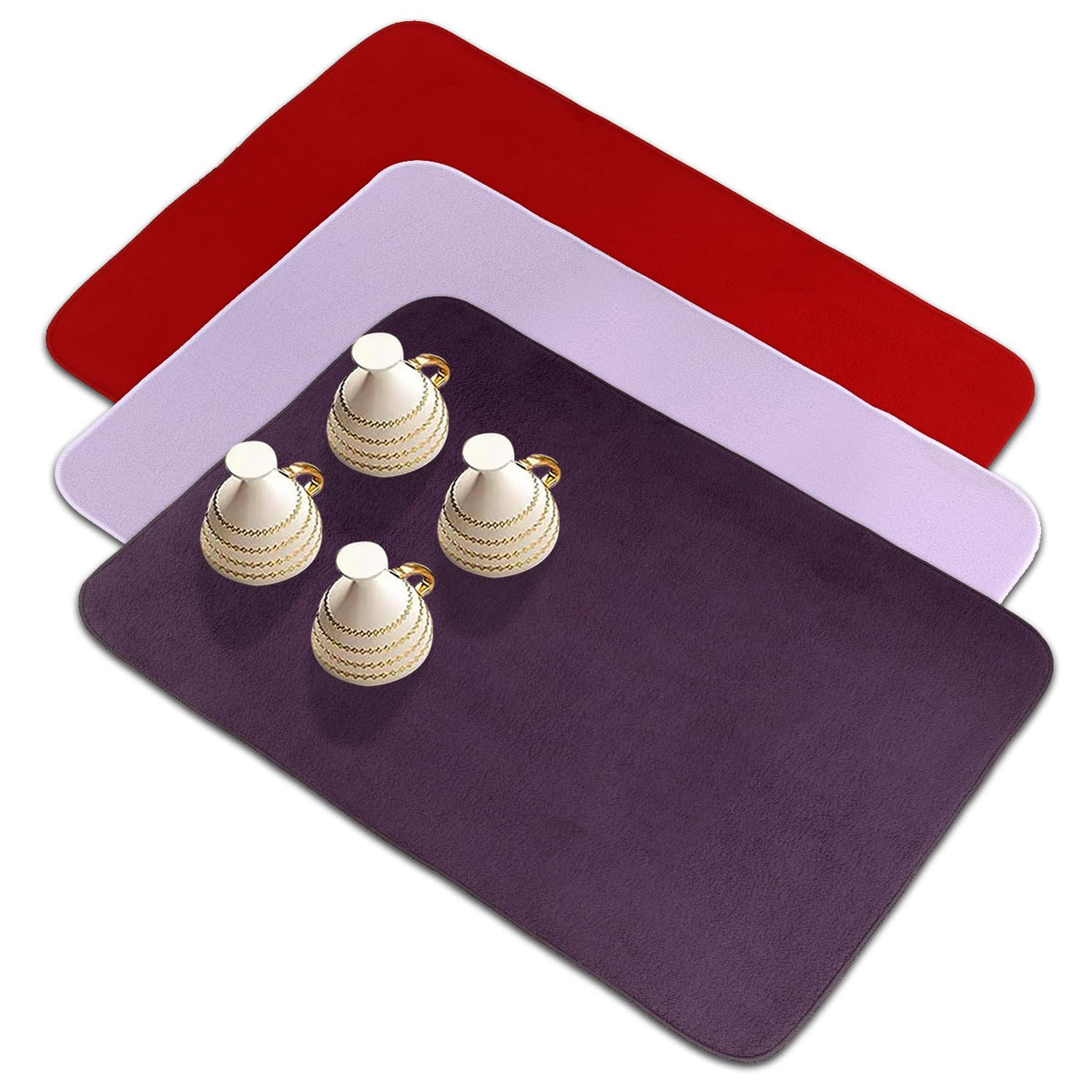 Heart Home Dish Dry Mat | Microfiber Drying Mat | Reversible Kitchen Drying Mat | Absorbent Mat | Kitchen Dish Dry Mat | 38x50 | Pack of 3 | Multi