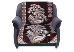 Kuber Industries Flower Design Cotton Reversible 6 Pieces 5 Seater Sofa Cover Set (Maroon), CTKTC13575