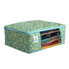 Kuber Industries Non Woven Saree Covers With Zip|Saree Covers For Storage|Saree Packing Covers For Wedding|Pack of 8 (Green)