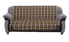 Kuber Industries Jute Checkered Standard Jute 5 Seater Sofa Cover Set - Coffee, 6 Piece (Model: CTKTC01295)