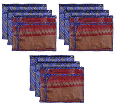 Kuber Industries Bandhani Print PVC Foldable Single Saree Cover|Clothes Storage For Saree, Lehenga, Suit With Transparent Pack of 9 (Blue)