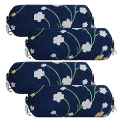 Kuber Industries Bolster Cover|Soft Cotton Bolster Cover Set|Diwan Round Bolster Pillow Covers|Luxurious Flower Print Roll Masand Cover|16x32 Inch|Pack of 4 (Blue)