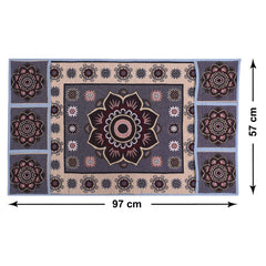 Kuber Industries Fridge Top Cover|Cotton Dustproof Decorative Refrigerator Top Protector|Rangoli Pattern with 6 Utility Pockets (Multicolor)