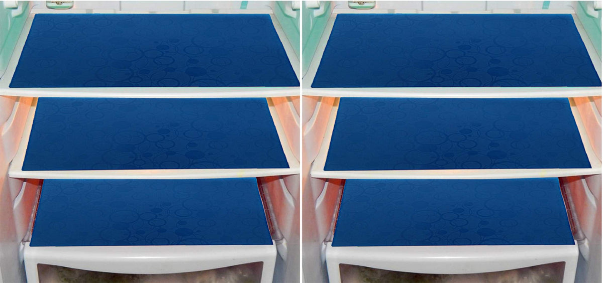 Kuber Industries Circle Design 6 Piece PVC Refrigerator Drawer Mat Set - 19"x13", Blue