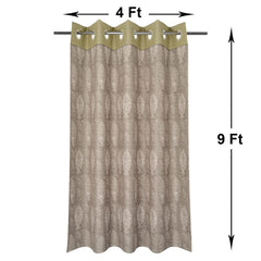 Heart Home Faux Silk Decorative 9 Feet Long Door Curtain | Damask Print Blackout Drapes Curtain with 8 Eyelet for Home & Office, Pack of 2 (Cream)