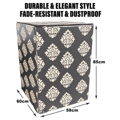 Heart Home Washing Machine Cover | Square Design Washing Machine Cover | Knitting Polyester | Top Load Fully-Automatic Washing Machine Cover | Brown