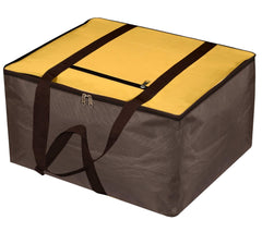 Kuber Industries Large Moisture Proof Wardrobe Organizer Storage Bag For Clothes With Zipper Closure and Handle (Yellow & Brown)-HS43KUBMART26689