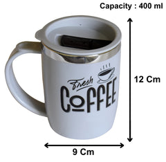 Kuber Industries Double Wall Vacuum Insulated Food Grade BPA Free Plastic Coffee Mug with Lid (Grey)